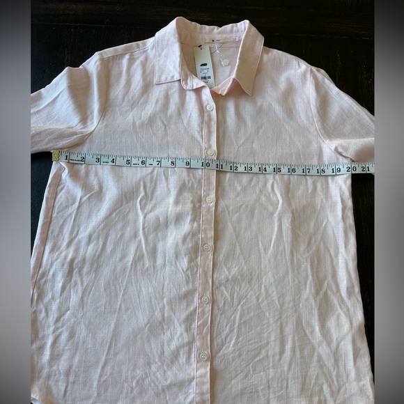 Francesca Mi Ami Soft Pink Button Down Linen Blouse. Size Medium - Picture 4 of 7